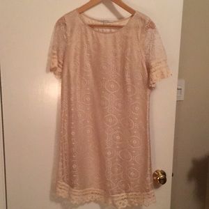 Cream lace shift dress